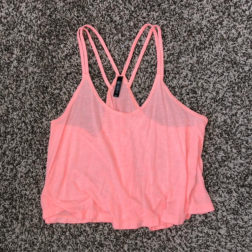 coral flowy tank top